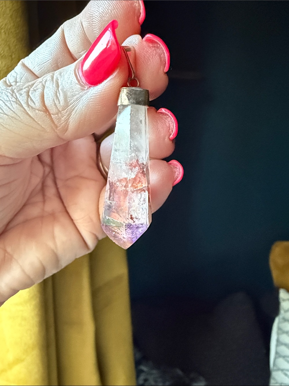 Crystal Point Pendant Necklace in Pink-Purple - Unbranded
